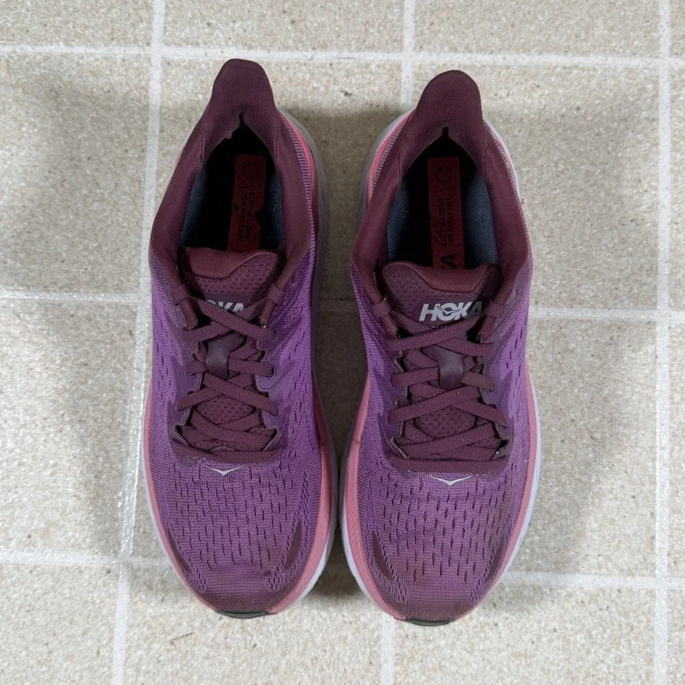 Hoka Clifton 8 Running Sneakers Womens US 8.5B Low Top 1119394 Purple Grape Wine
